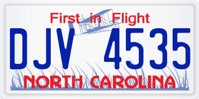 NC license plate DJV4535