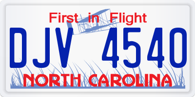 NC license plate DJV4540