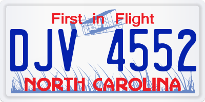 NC license plate DJV4552