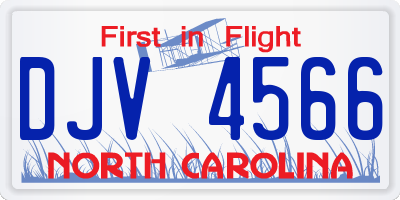 NC license plate DJV4566