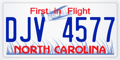 NC license plate DJV4577