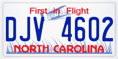 NC license plate DJV4602