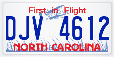 NC license plate DJV4612
