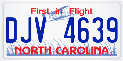 NC license plate DJV4639
