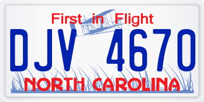 NC license plate DJV4670