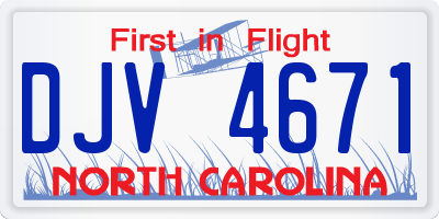 NC license plate DJV4671