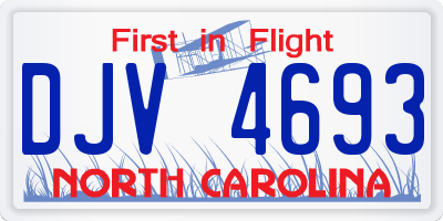 NC license plate DJV4693