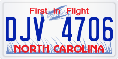 NC license plate DJV4706