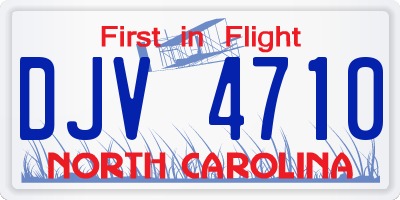 NC license plate DJV4710