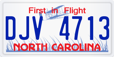NC license plate DJV4713