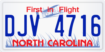 NC license plate DJV4716