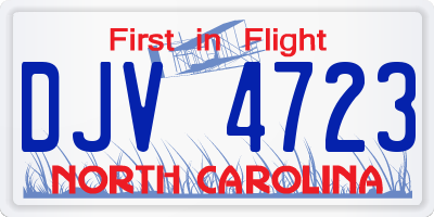 NC license plate DJV4723