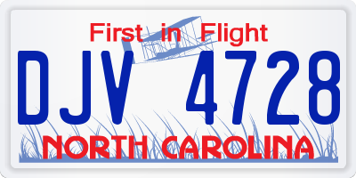 NC license plate DJV4728