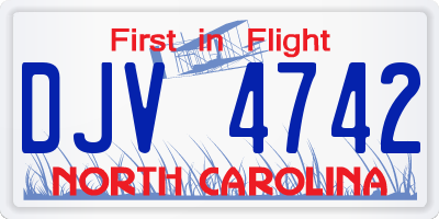 NC license plate DJV4742