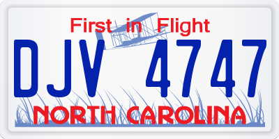 NC license plate DJV4747