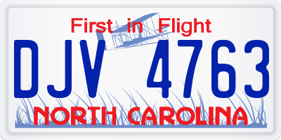 NC license plate DJV4763
