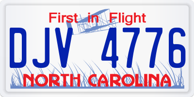 NC license plate DJV4776