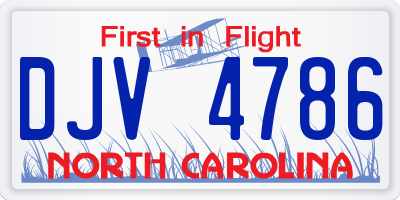 NC license plate DJV4786
