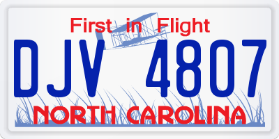 NC license plate DJV4807
