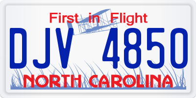 NC license plate DJV4850