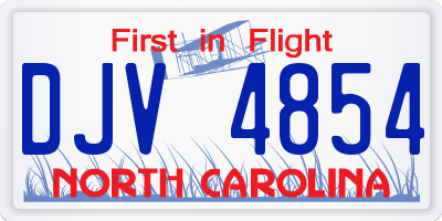 NC license plate DJV4854