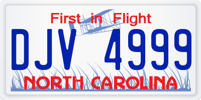 NC license plate DJV4999
