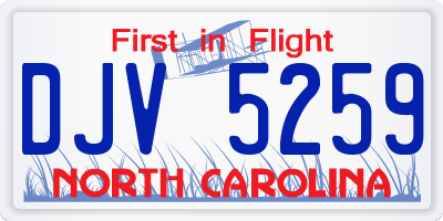 NC license plate DJV5259