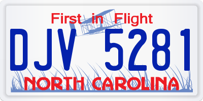 NC license plate DJV5281