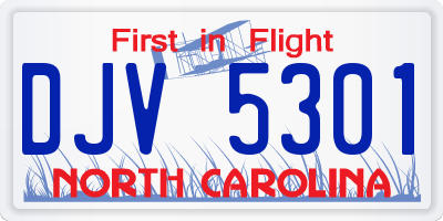 NC license plate DJV5301