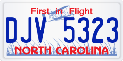 NC license plate DJV5323