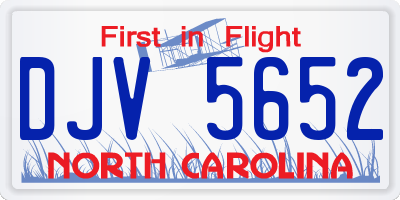 NC license plate DJV5652