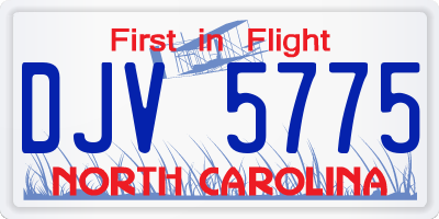 NC license plate DJV5775