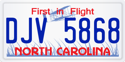NC license plate DJV5868