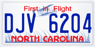NC license plate DJV6204