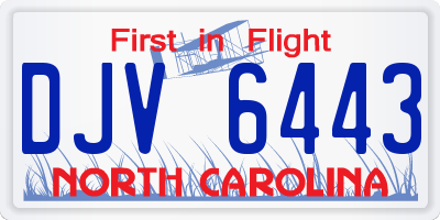 NC license plate DJV6443
