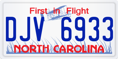 NC license plate DJV6933