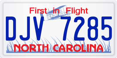 NC license plate DJV7285