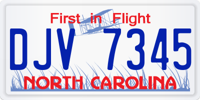 NC license plate DJV7345