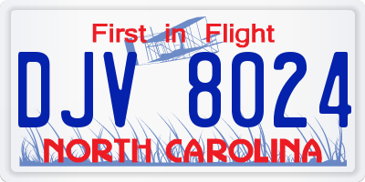 NC license plate DJV8024