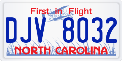 NC license plate DJV8032