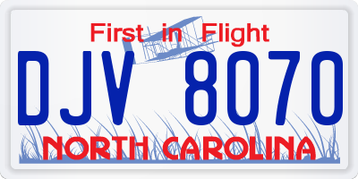 NC license plate DJV8070