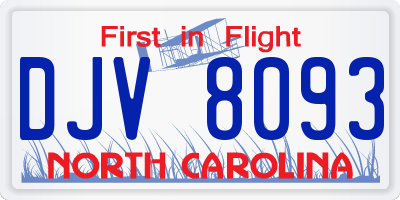 NC license plate DJV8093