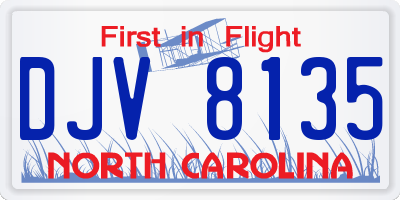 NC license plate DJV8135