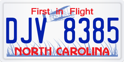 NC license plate DJV8385