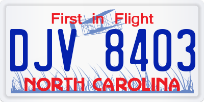 NC license plate DJV8403