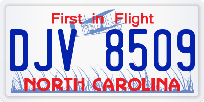 NC license plate DJV8509