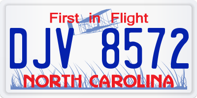 NC license plate DJV8572