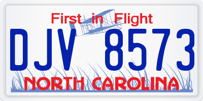 NC license plate DJV8573