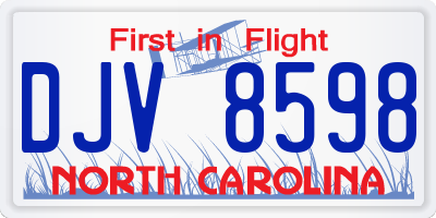 NC license plate DJV8598