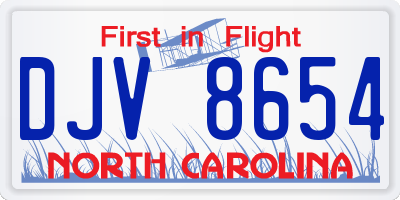 NC license plate DJV8654